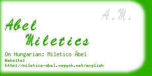 abel miletics business card