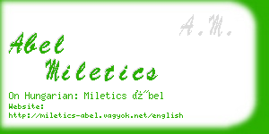 abel miletics business card